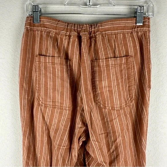 Anthropologie Terracotta Orange Striped Seashore Beach Linen Cotton Pants XS - Picture 4 of 8
